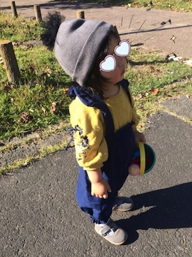 「BdeR（ビーデアール）のアイテム（帽子）」を使った、chimaさん（キッズ・80cm）の秋コーディネート