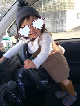 「BdeR（ビーデアール）のアイテム（帽子）」を使った、chimaさん（キッズ・80cm）の秋コーディネート