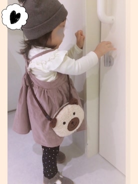 「BdeR（ビーデアール）のアイテム（帽子）」を使った、chimaさん（キッズ・80cm）の秋コーディネート