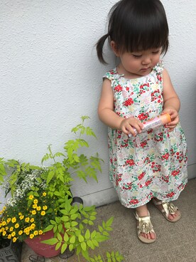 「キッスコーデ」｜「アイテム（ワンピース/ドレス）」を使った、Rinka♡Rentoさん（キッズ・80cm）の夏コーディネート