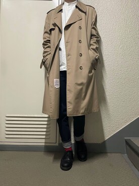 「usedのアイテム（トレンチコート、ベージュ系）」を使った、Kohsakaさん（メンズ・174cm）の春コーディネート