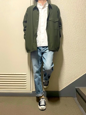 「CONVERSE（コンバース）のアイテム（スニーカー、ブラック系）」を使った、Kohsakaさん（メンズ・174cm）の春コーディネート