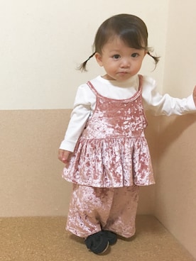「ベロア」｜「アイテム（オールインワン・サロペット）」を使った、megumicchi__さん（キッズ・80cm）の秋コーディネート