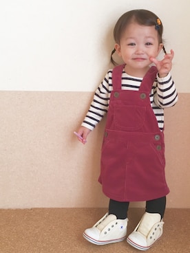 「無印良品（ムジルシリョウヒン）のアイテム（サロペット/オーバーオール）」を使った、megumicchi__さん（キッズ・80cm）の秋コーディネート