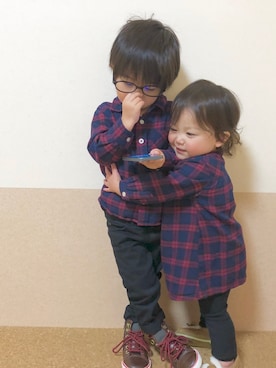 「無印良品（ムジルシリョウヒン）のアイテム（チュニック）」を使った、megumicchi__さん（キッズ・90cm）の秋コーディネート