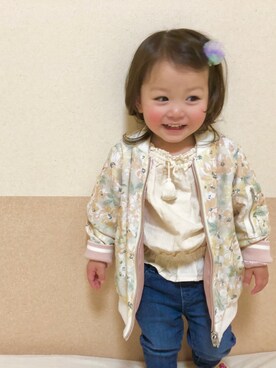 「kids」｜「アイテム（MA-1）」を使った、megumicchi__さん（キッズ・80cm）の春コーディネート