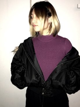 「リブハイネックニット」｜す:Dさん（レディース・155cm）の冬コーディネート