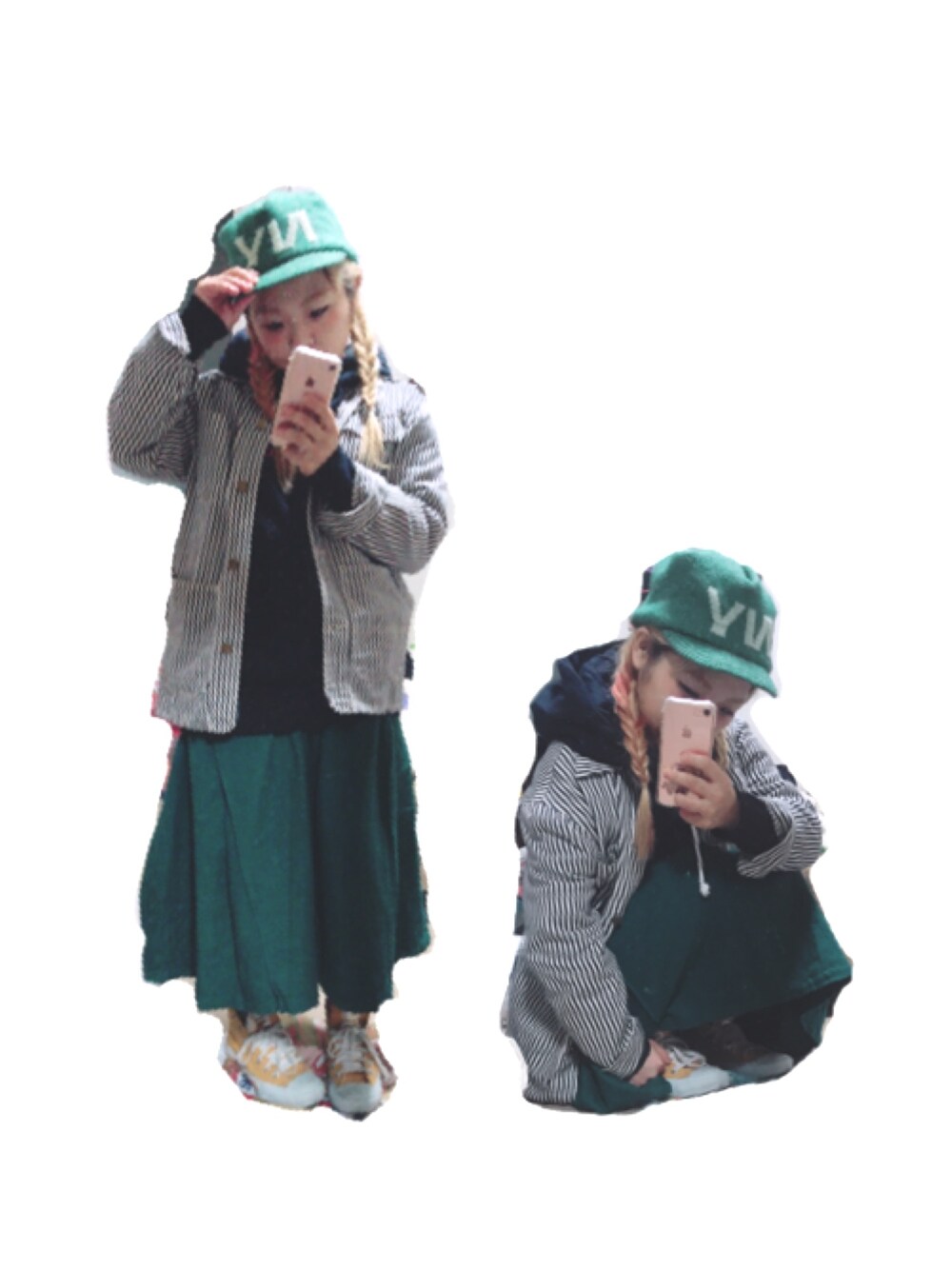 「低身長、MILKFED.、Crisp、SM2、CA4LA、緑、黄色、コンバース」｜「CA4LAのアイテム（帽子、グリーン系）」を使った、amiさん（レディース・145cm）の冬コーディネートの1枚目の写真