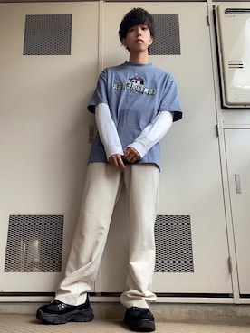 「NERDY（ノルディ）のアイテム（シューズ）」を使った、大関司さん（メンズ・170cm）の春コーディネート