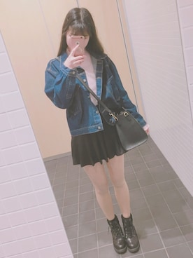 「オルチャンファッション」｜「アイテム（デニムジャケット）」を使った、사랑 さん（レディース・160cm）の春コーディネート