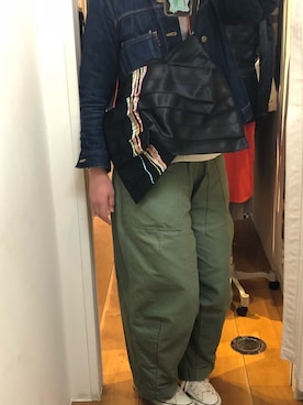 「Needles（ニードルス）のアイテム（デニムジャケット、ブルー系）」を使った、きららんさん（レディース・171cm）の春コーディネート