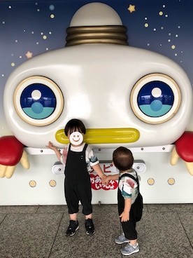 「お揃い」｜「アイテム（オールインワン・サロペット）」を使った、YUKI☻໊*೨⋆*✩さん（キッズ・90cm）の秋コーディネート
