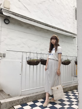 「Steven Alan（スティーブンアラン）のアイテム（バレエシューズ）」を使った、AMOさん（レディース・167cm）の夏コーディネート