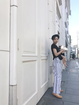 「Steven Alan」｜「アイテム（ハンチング/ベレー帽）」を使った、AMOさん（レディース・167cm）の夏コーディネート