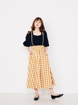 「マスタードイエロー」｜AMOさん（レディース・167cm）の春コーディネート