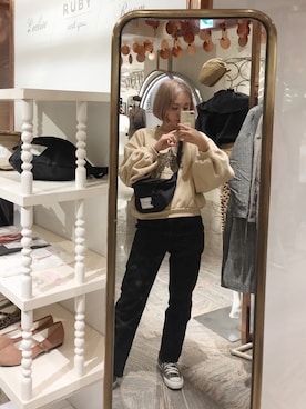 「RUBY AND YOU（ルビーアンドユー）のアイテム（スウェット）」を使った、AMOさん（レディース・168cm）の秋コーディネート