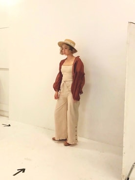 「RUBY AND YOU（ルビーアンドユー）のアイテム（ハット）」を使った、AMOさん（レディース・168cm）の冬コーディネート