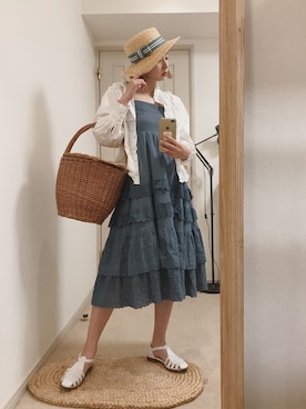 「RUBY AND YOU（ルビーアンドユー）のアイテム（ハット）」を使った、AMOさん（レディース・168cm）の春コーディネート