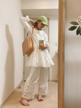 「RUBY AND YOU（ルビーアンドユー）のアイテム（キャップ）」を使った、AMOさん（レディース・168cm）の夏コーディネート