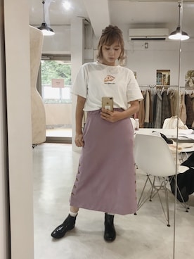 「MARC JACOBS（マークジェイコブス）のアイテム（ブーツ）」を使った、AMOさん（レディース・168cm）の夏コーディネート