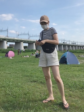 「RUBY AND YOU（ルビーアンドユー）のアイテム（キャップ）」を使った、AMOさん（レディース・168cm）の夏コーディネート
