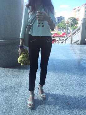 「アイテム（腕時計、パープル系）」を使った、DRINKさん（レディース・164cm）の秋コーディネート