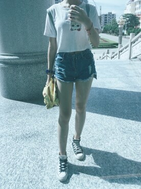 「アイテム（腕時計、パープル系）」を使った、DRINKさん（レディース・164cm）の秋コーディネート