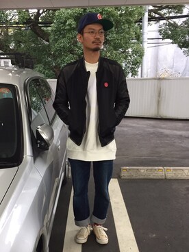 「GAP（ギャップ）のアイテム（ブルゾン）」を使った、HUMMERさん（メンズ・177cm）の冬コーディネート