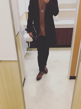 「Orobianco（オロビアンコ）のアイテム（クラッチバッグ、ブルー系）」を使った、だいさん（メンズ・179cm）の冬コーディネート