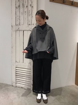 「PUAL CE CIN（ピュアルセシン）のアイテム（ポンチョ）」を使った、seinoooさん（レディース・160cm）の秋コーディネート