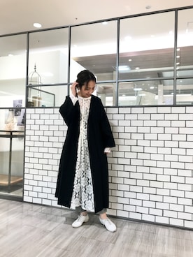 「レースワンピース」｜「アイテム（その他アウター）」を使った、seinoooさん（レディース・160cm）の春コーディネート