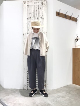 「PUAL CE CIN（ピュアルセシン）のアイテム（帽子）」を使った、seinoooさん（レディース・160cm）の夏コーディネート