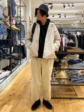 「LOS ANGELES APPAREL（ロサンゼルスアパレル）のアイテム（パーカー）」を使った、やまChanさん（メンズ・182cm）の春コーディネート