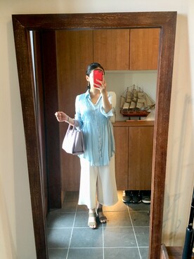 「U（ユー）のアイテム（ハンドバッグ、パープル系）」を使った、ruriさん（レディース・156cm）の夏コーディネート