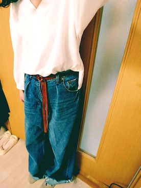 「Samansa Mos2 blue（サマンサモスモスブルー）のアイテム（スウェット）」を使った、おさき。さん（レディース・162cm）の春コーディネート