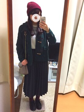 「RETRO GIRL（レトロガール）のアイテム（ダッフルコート）」を使った、はる＠ 'ェ' ＠さん（レディース・154cm）の冬コーディネート