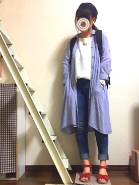 「AS KNOW AS PINKY（アズノゥアズピンキー）のアイテム（シャツワンピース）」を使った、はる＠ 'ェ' ＠さん（レディース・154cm）の春コーディネート