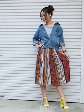 「エスニック」｜「アイテム（デニムジャケット）」を使った、makotoさん（レディース・165cm）の春コーディネート