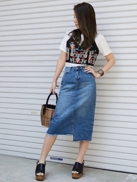 「ＡＮＤＪ（アンドジェイ）のアイテム」を使った、makotoさん（レディース・165cm）の夏コーディネート