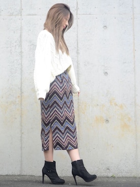 「ナロースカート」｜makotoさん（レディース・165cm）の冬コーディネート
