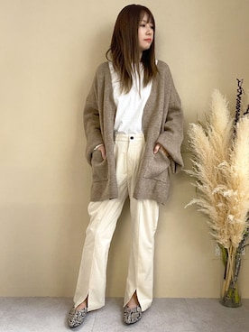 「アイテム（トップス、ブラウン系）」を使った、makotoさん（レディース・165cm）の冬コーディネート