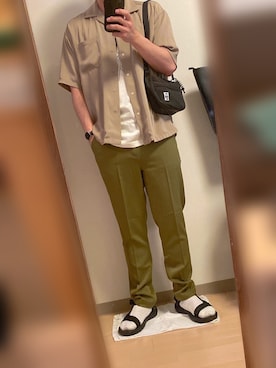 「CHUMS（チャムス）のアイテム（ショルダーバッグ）」を使った、ぽとふさん（メンズ・174cm）の夏コーディネート