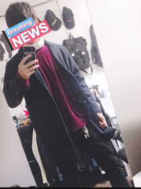 「SPINNS（スピンズ）のアイテム（チェスターコート）」を使った、ゆ  う やさん（メンズ・177cm）の冬コーディネート