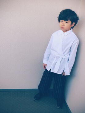 「no brand（ノーブランド）のアイテム（ローファー）」を使った、ksさん（キッズ・120cm）の冬コーディネート