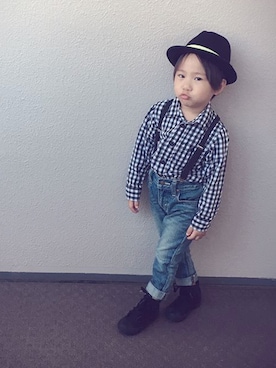 「BREEZE（ブリーズ）のアイテム（ハット、ブラック系）」を使った、ksさん（キッズ）の春コーディネート