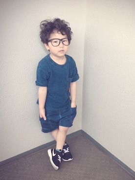 「ZARA KIDSのアイテム（デニムパンツ、ブルー系）」を使った、ksさん（キッズ）の春コーディネート