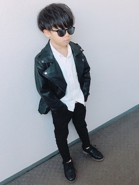 「no brand（ノーブランド）のアイテム（ローファー）」を使った、ksさん（キッズ・120cm）の春コーディネート