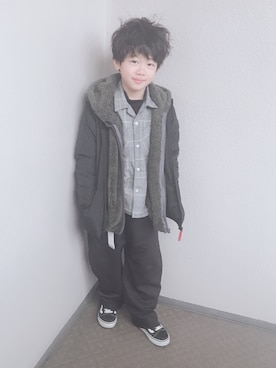 「no brand（ノーブランド）のアイテム（マウンテンパーカー）」を使った、ksさん（キッズ・125cm）の冬コーディネート