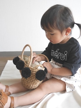 「petit main（プティマイン）のアイテム（かごバッグ）」を使った、ak_riiiiinさん（キッズ・80cm）の春コーディネート
