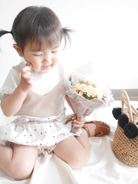 「petit main（プティマイン）のアイテム（かごバッグ）」を使った、ak_riiiiinさん（キッズ・80cm）の春コーディネート